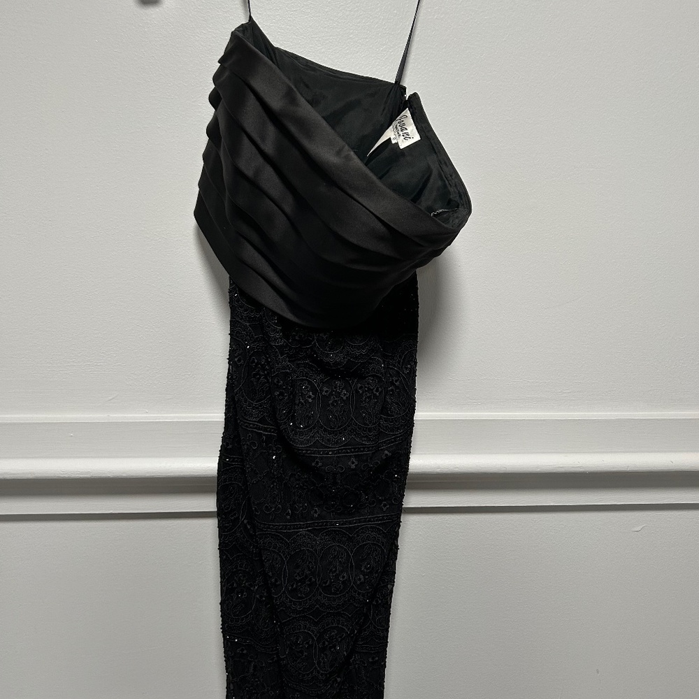 Jovani black cocktail long beaded dress 10